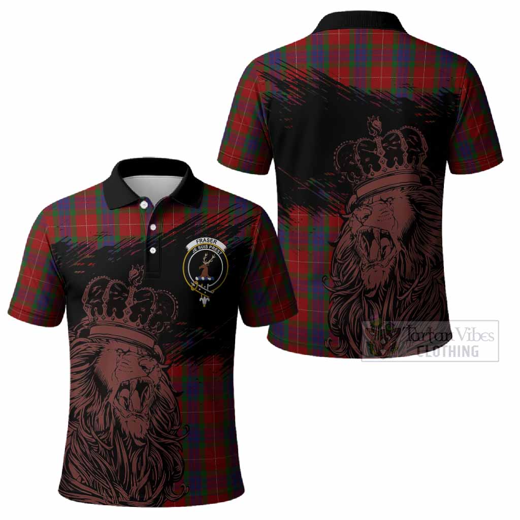 Fraser Tartan Crest Polo Shirt Crowned Lion Heritage Style