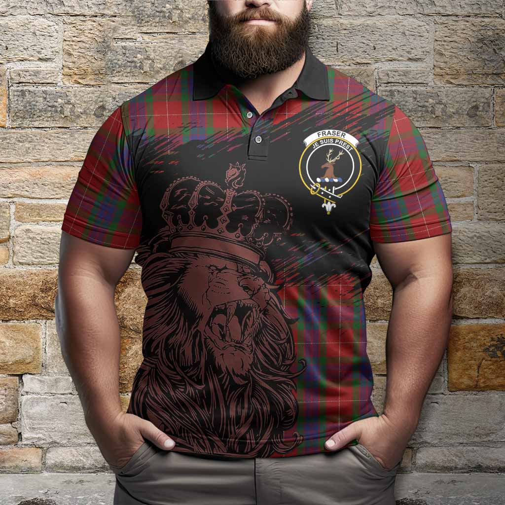 Fraser Tartan Crest Polo Shirt Crowned Lion Heritage Style