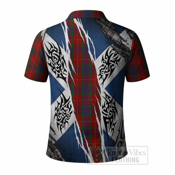 Fraser Tartan Crest Polo Shirt Scotland Flag Ripped Tribal Design