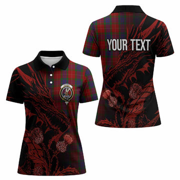 Fraser Tartan Crest Scottish Women Polo Shirt Dragon and Thistle