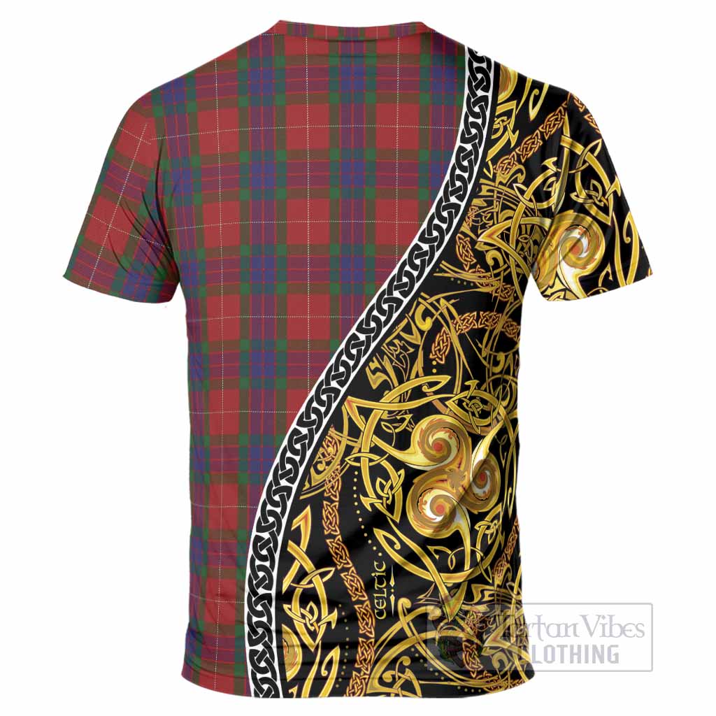 Fraser Tartan Crest T-Shirt Celtic Knot and Triple Trickle Spiral Symbols
