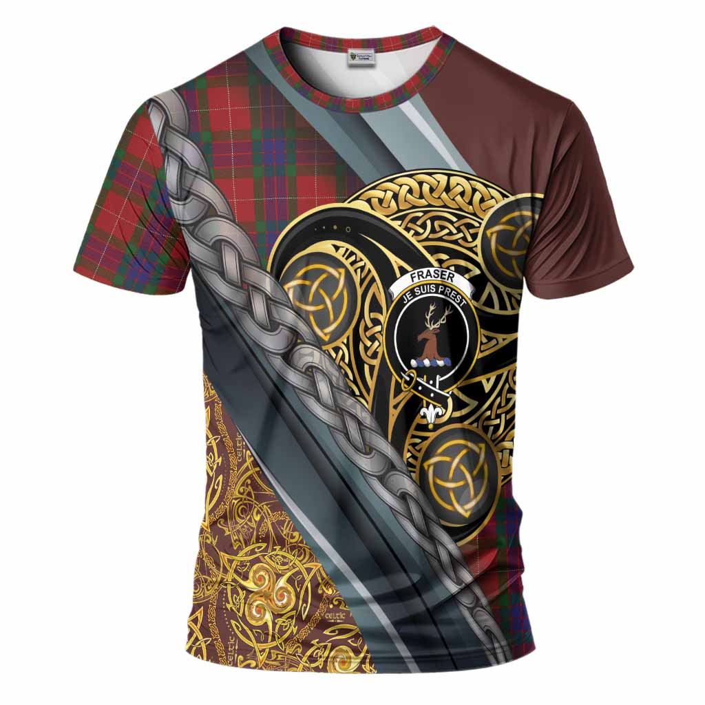 Fraser Tartan Crest T-Shirt Scottish Triskele Celtic