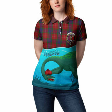 Fraser Tartan Crest Women Polo Shirt Nessie Under Water