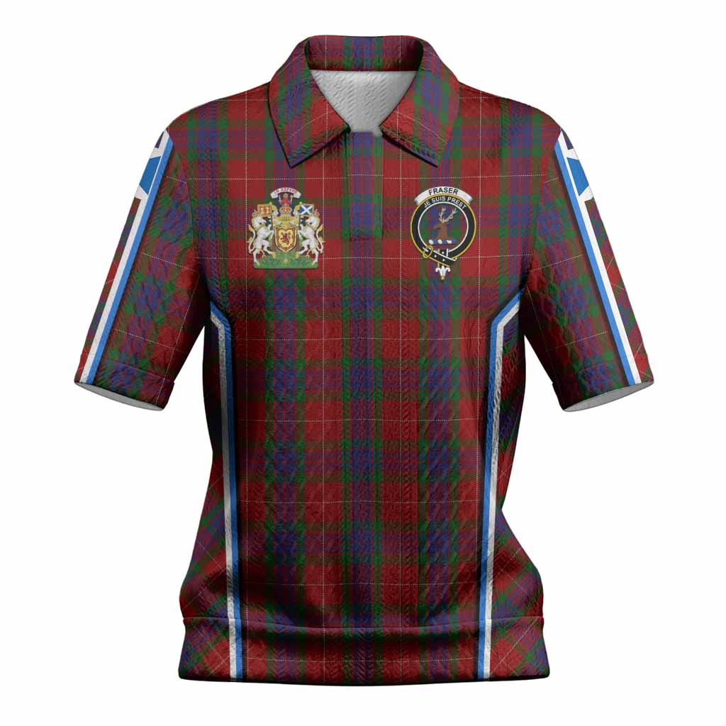 Fraser Tartan Crest Women’s Polo Sweater Top Scotland Coat of Arm Flag Style