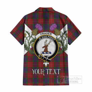 Fraser Tartan Family Crest Cotton Hawaiian Shirt Scottish Burns Night Thistle Floral