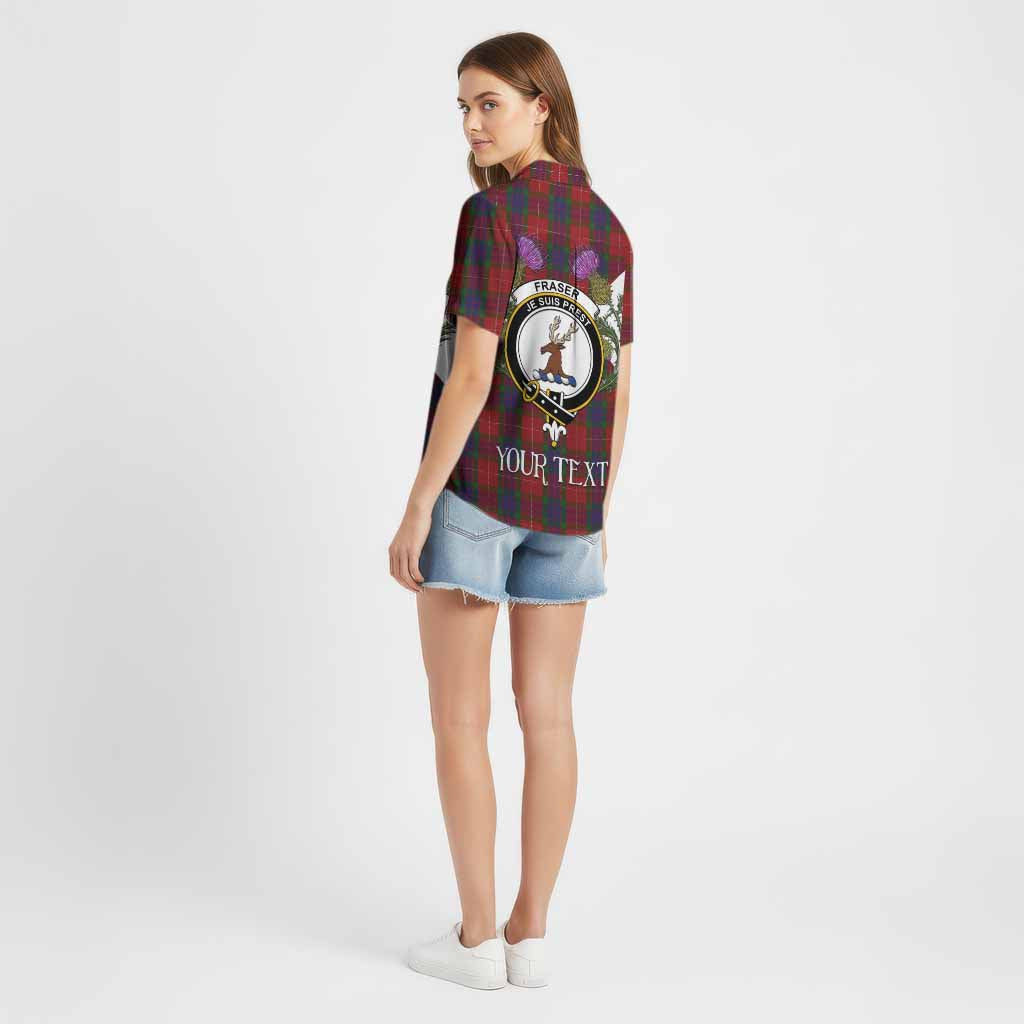 Fraser Tartan Family Crest Cotton Hawaiian Shirt Scottish Burns Night Thistle Floral