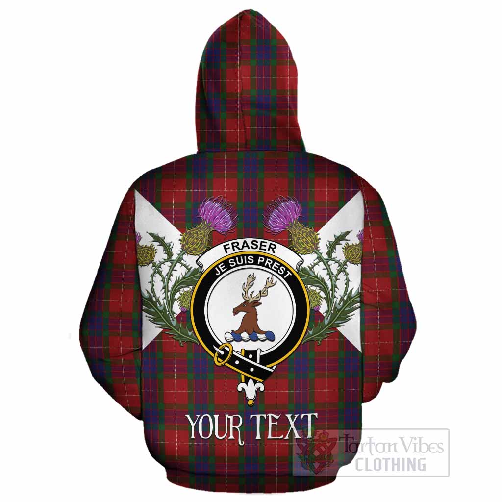 Fraser Tartan Family Crest Cotton Hoodie Scottish Burns Night Thistle Floral