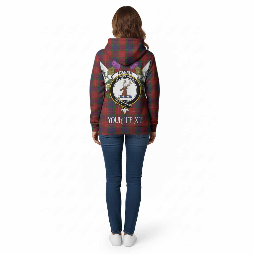 Fraser Tartan Family Crest Cotton Hoodie Scottish Burns Night Thistle Floral