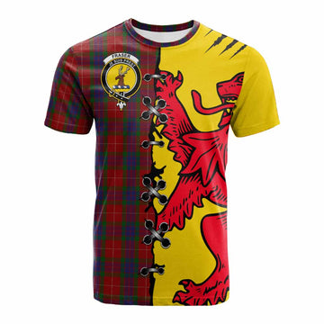 Fraser Tartan Family Crest Cotton T-shirt Lion Rampant Honor - Tartan Vibes Clothing
