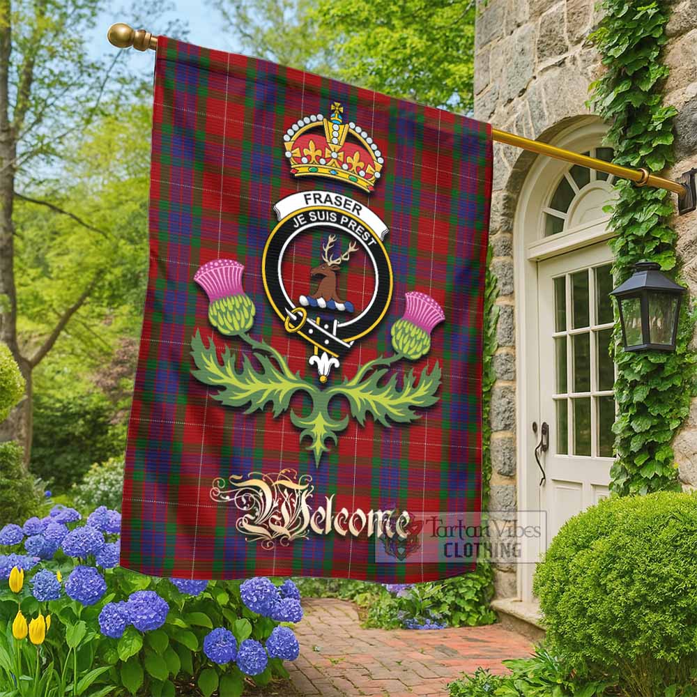 Fraser Tartan Family Crest Garden Flag Royal Thistle Welcome Style - Tartan Vibes Clothing