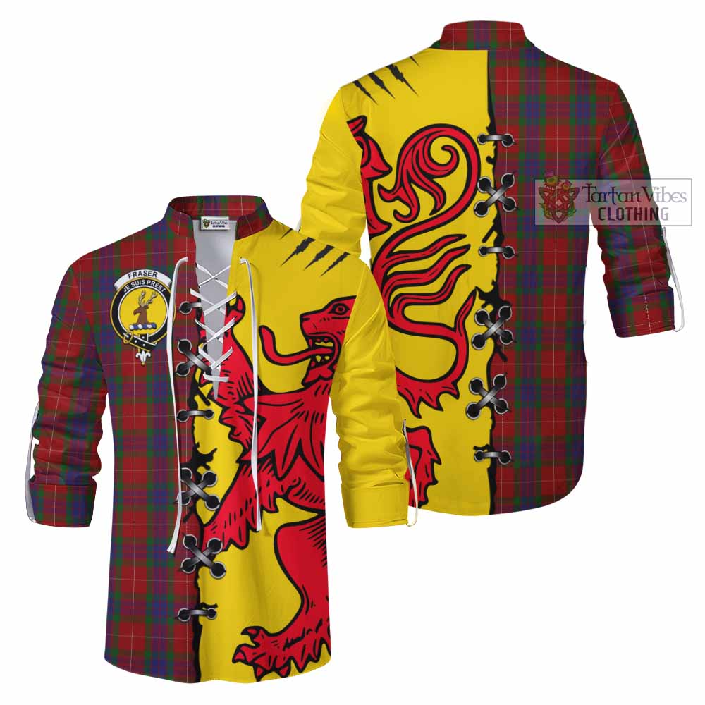 Fraser Tartan Family Crest Ghillie Kilt Shirt Lion Rampant Honor - Tartan Vibes Clothing