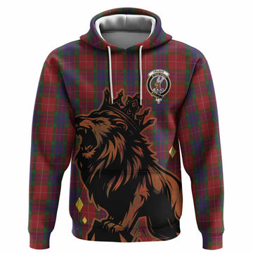 Fraser Tartan Family Crest Hoodie Crowned Lion Roaring