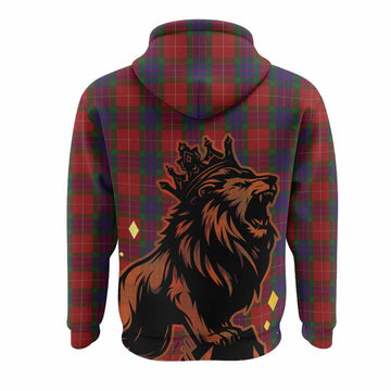 Fraser Tartan Family Crest Hoodie Crowned Lion Roaring