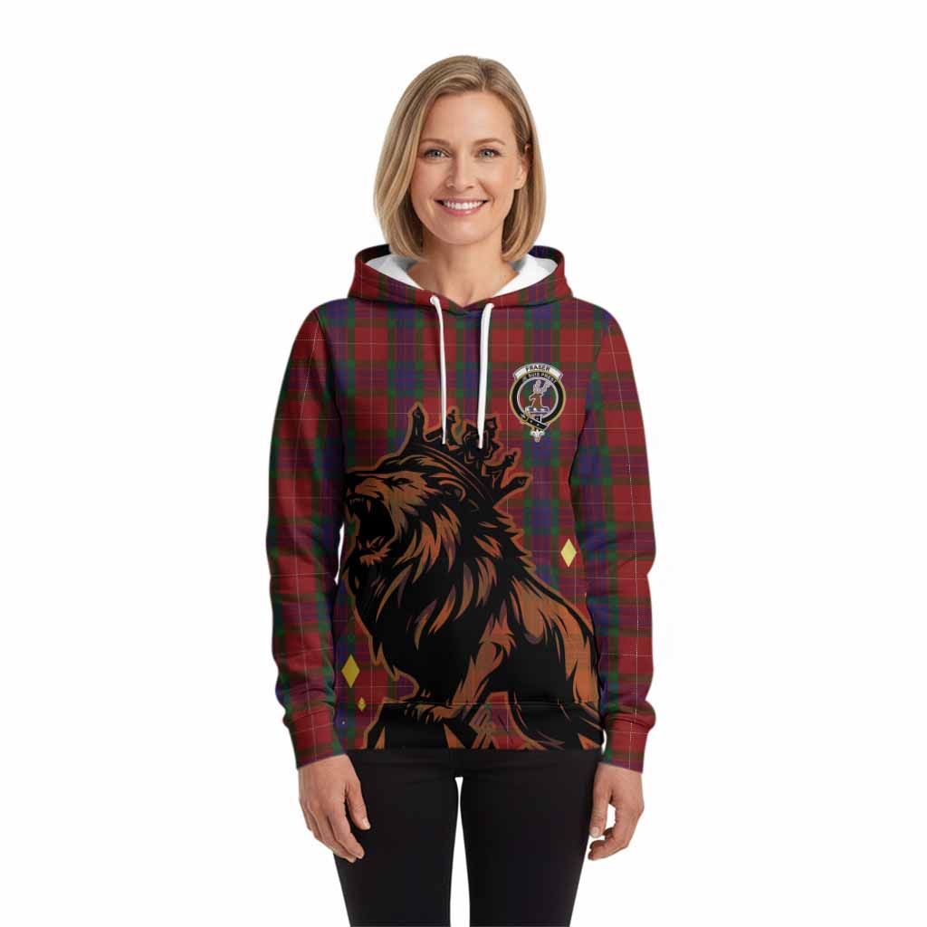 Fraser Tartan Family Crest Hoodie Crowned Lion Roaring