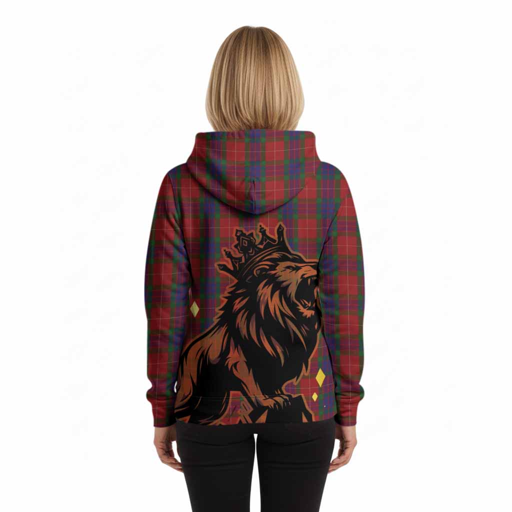 Fraser Tartan Family Crest Hoodie Crowned Lion Roaring