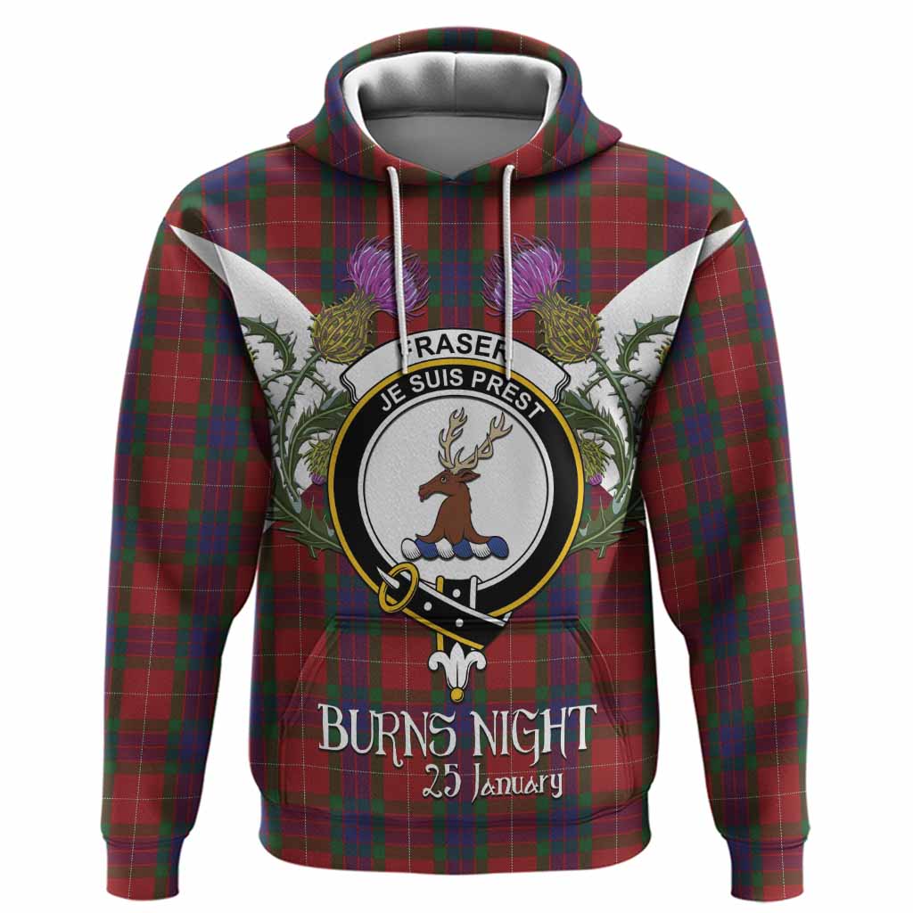 Fraser Tartan Family Crest Hoodie Scottish Burns Night Thistle Floral