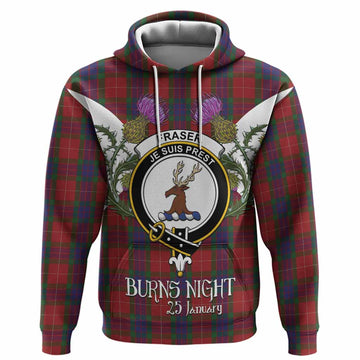 Fraser Tartan Family Crest Hoodie Scottish Burns Night Thistle Floral
