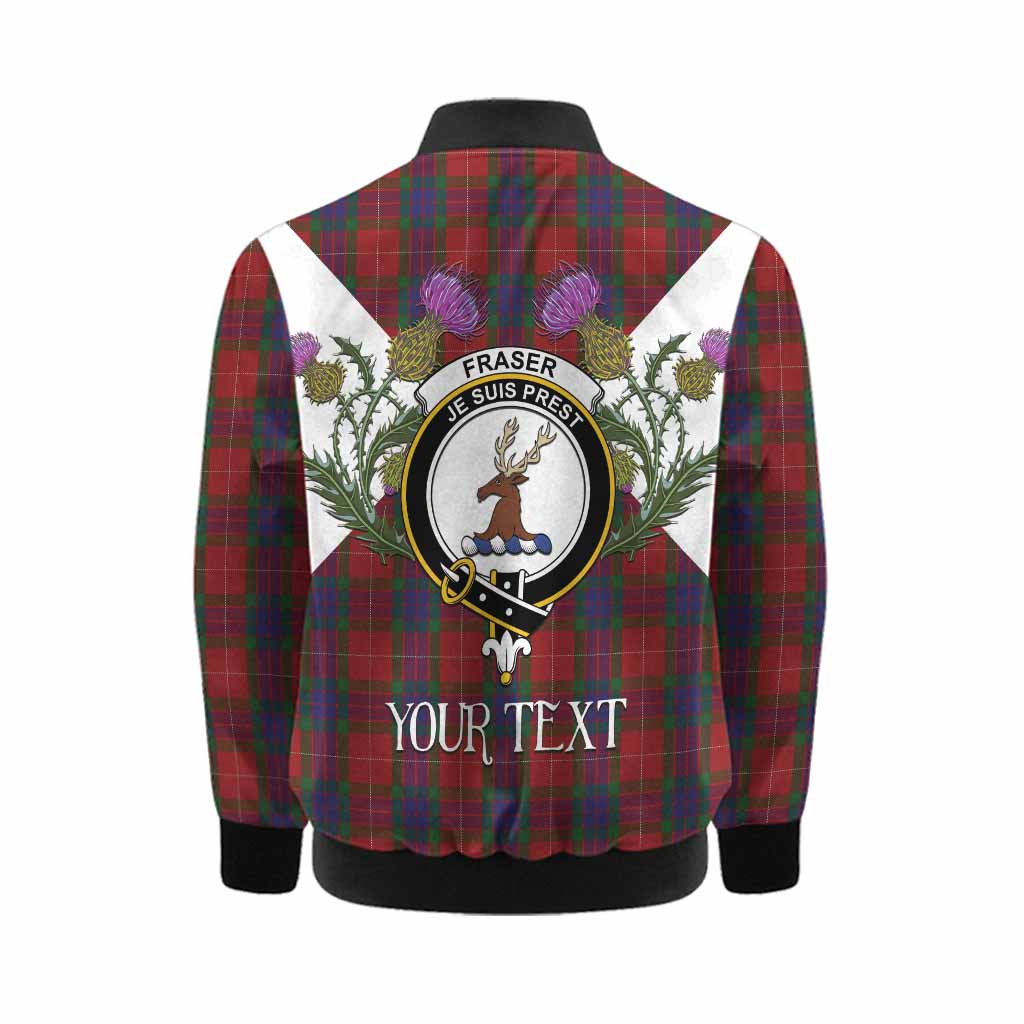 Fraser Tartan Family Crest Kid Bomber Jacket Scottish Burns Night Thistle Floral