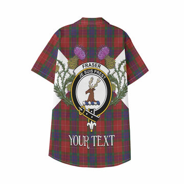 Fraser Tartan Family Crest Kid Hawaiian Shirt Scottish Burns Night Thistle Floral