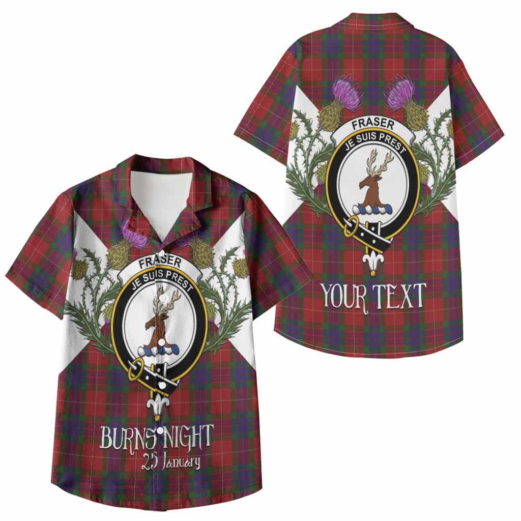 Fraser Tartan Family Crest Kid Hawaiian Shirt Scottish Burns Night Thistle Floral