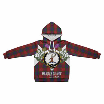 Fraser Tartan Family Crest Kid Hoodie Scottish Burns Night Thistle Floral