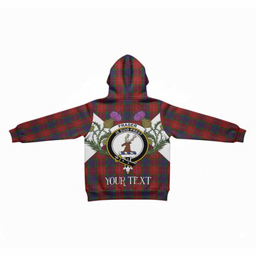 Fraser Tartan Family Crest Kid Hoodie Scottish Burns Night Thistle Floral