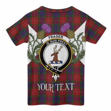 Fraser Tartan Family Crest Kid T-shirt Scottish Burns Night Thistle Floral