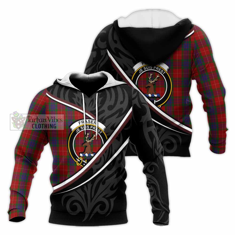 Fraser Tartan Family Crest Knitted Hoodie Celtic Scottish Thistle Floral - Tartan Vibes Clothing