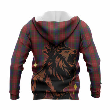 Fraser Tartan Family Crest Knitted Hoodie Crowned Lion Roaring