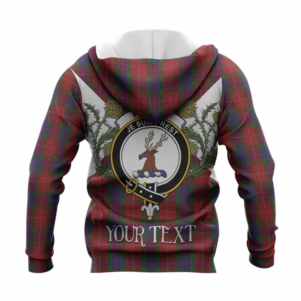Fraser Tartan Family Crest Knitted Hoodie Scottish Burns Night Thistle Floral