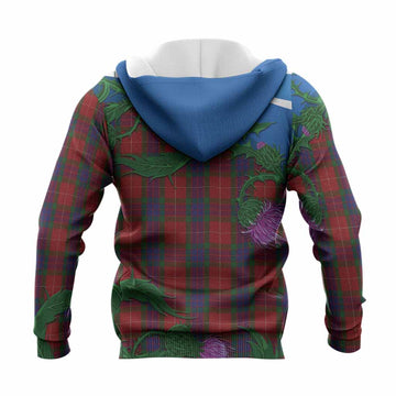 Fraser Tartan Family Crest Knitted Hoodie Thistle in Minimalism