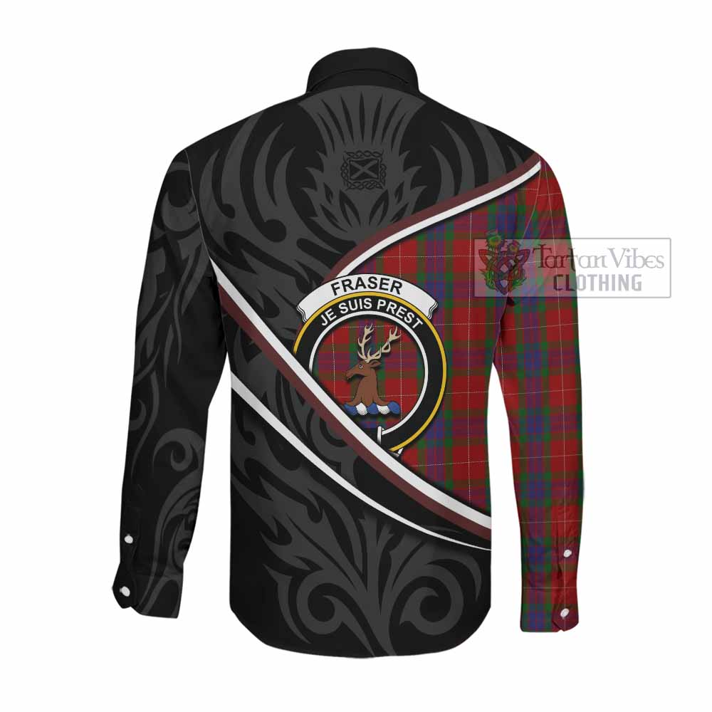 Fraser Tartan Family Crest Long Sleeve Button Shirts Celtic Scottish Thistle Floral - Tartan Vibes Clothing