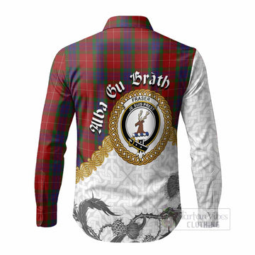 Fraser Tartan Family Crest Long Sleeve Button Shirts Scottish Highland Warrior Celtic Knot Thistle