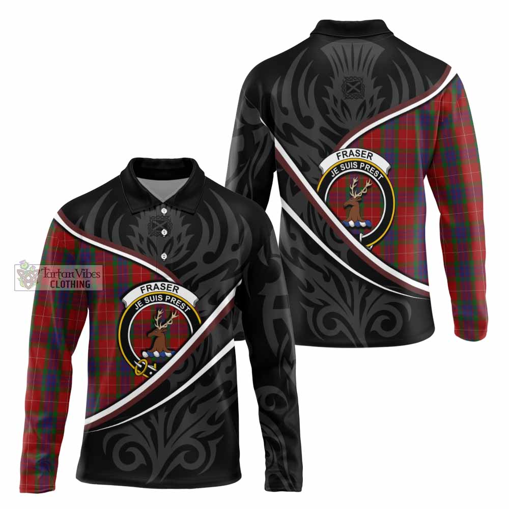 Fraser Tartan Family Crest Long Sleeve Polo Shirt Celtic Scottish Thistle Floral - Tartan Vibes Clothing