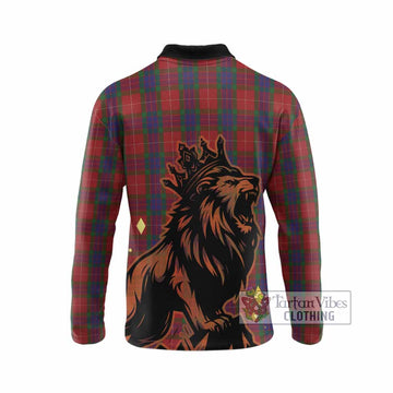 Fraser Tartan Family Crest Long Sleeve Polo Shirt Crowned Lion Roaring