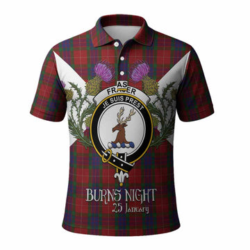 Fraser Tartan Family Crest Polo Shirt Scottish Burns Night Thistle Floral