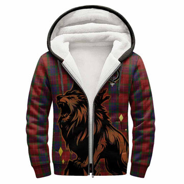 Fraser Tartan Family Crest Sherpa Hoodie Crowned Lion Roaring