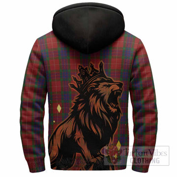 Fraser Tartan Family Crest Sherpa Hoodie Crowned Lion Roaring