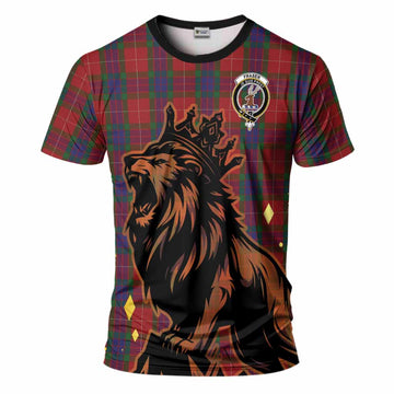 Fraser Tartan Family Crest T-Shirt Crowned Lion Roaring