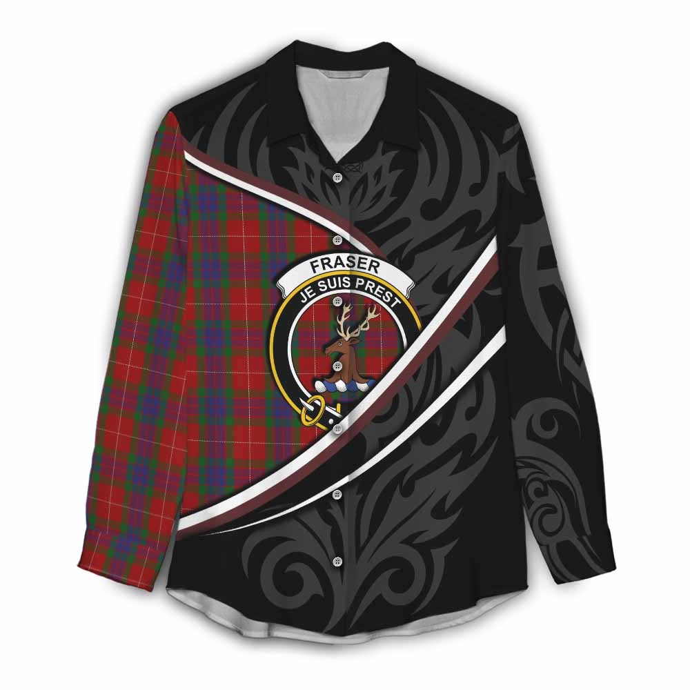 Fraser Tartan Family Crest Women Casual Shirt Celtic Scottish Thistle Floral - Tartan Vibes Clothing