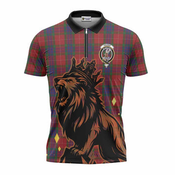 Fraser Tartan Family Crest Zipper Polo Shirt Crowned Lion Roaring