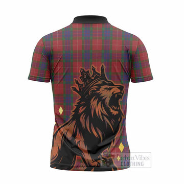 Fraser Tartan Family Crest Zipper Polo Shirt Crowned Lion Roaring