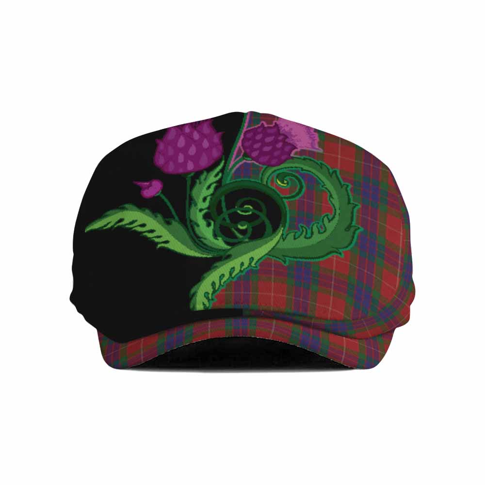 Fraser Tartan Flat Cap, Jeff Cap Traditional Scottish Thistle