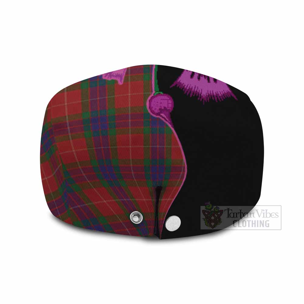 Fraser Tartan Flat Cap, Jeff Cap Traditional Scottish Thistle