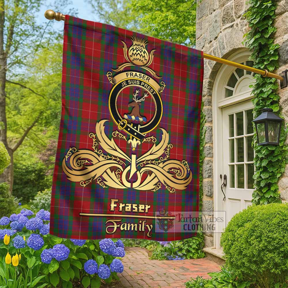 Fraser Tartan Garden Flag with Highland Thistle Cherish Family Crest Style - Tartan Vibes Clothing