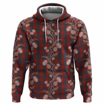 Fraser Tartan Hoodie Seamless Scottish Thistle Flowers