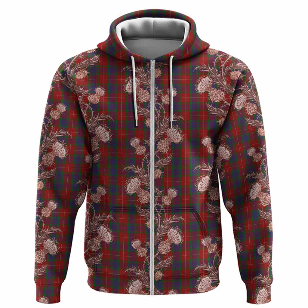Fraser Tartan Hoodie Seamless Scottish Thistle Flowers
