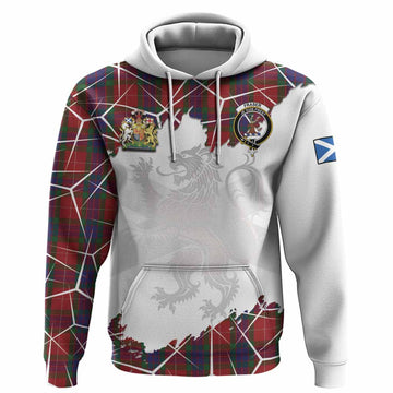 Fraser Tartan Hoodie with Family Crest and Lion Rampant Grunge Style