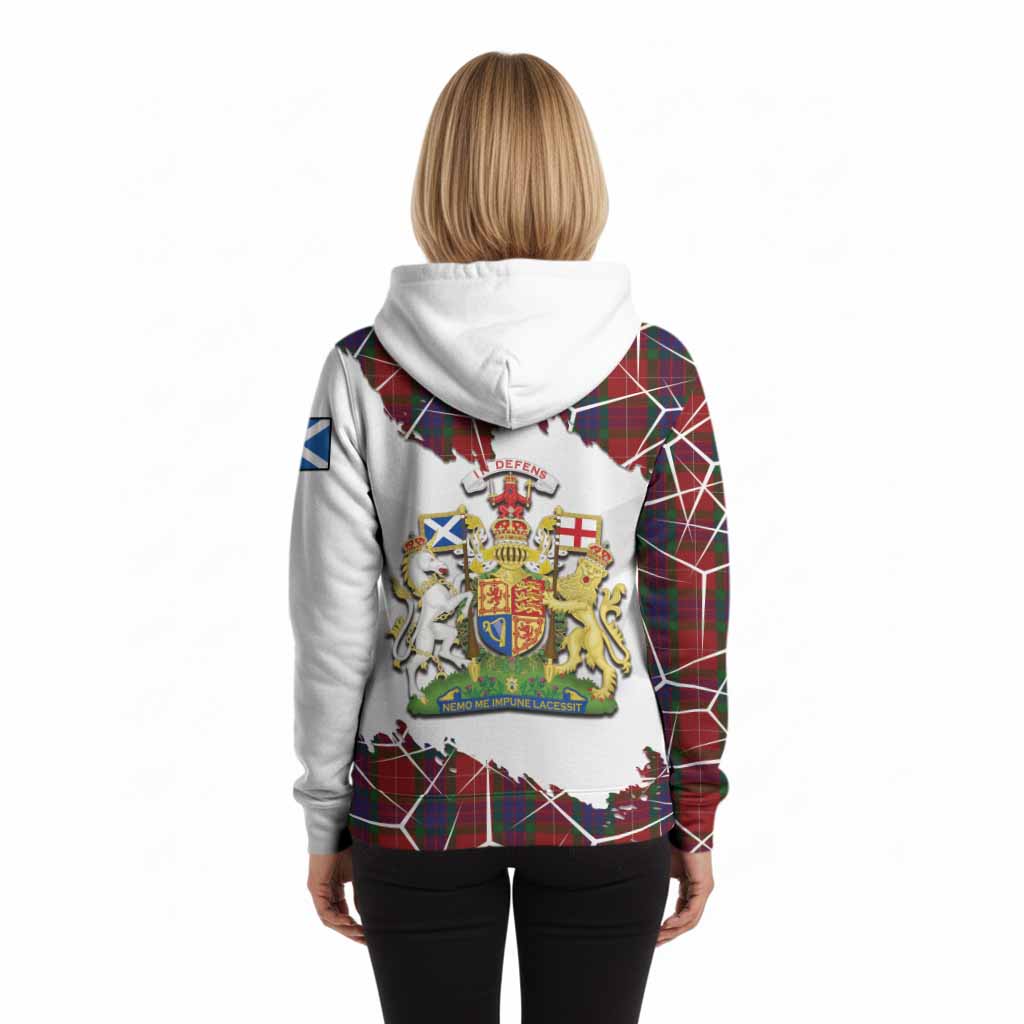 Fraser Tartan Hoodie with Family Crest and Lion Rampant Grunge Style
