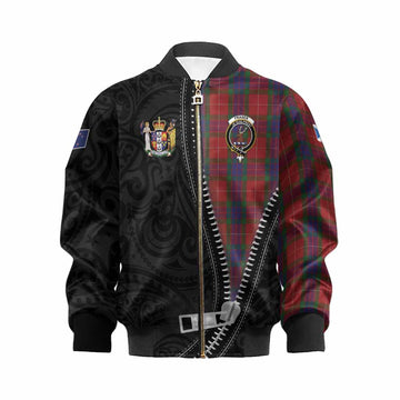 Fraser Tartan Kid Bomber Jacket New Zealand Pattern Unique Zipper Stylized